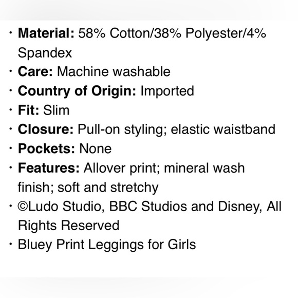 🔴 3/$12 Bluey themed Patterned Kids‎ Leggings! NWT! - Picture 4 of 8